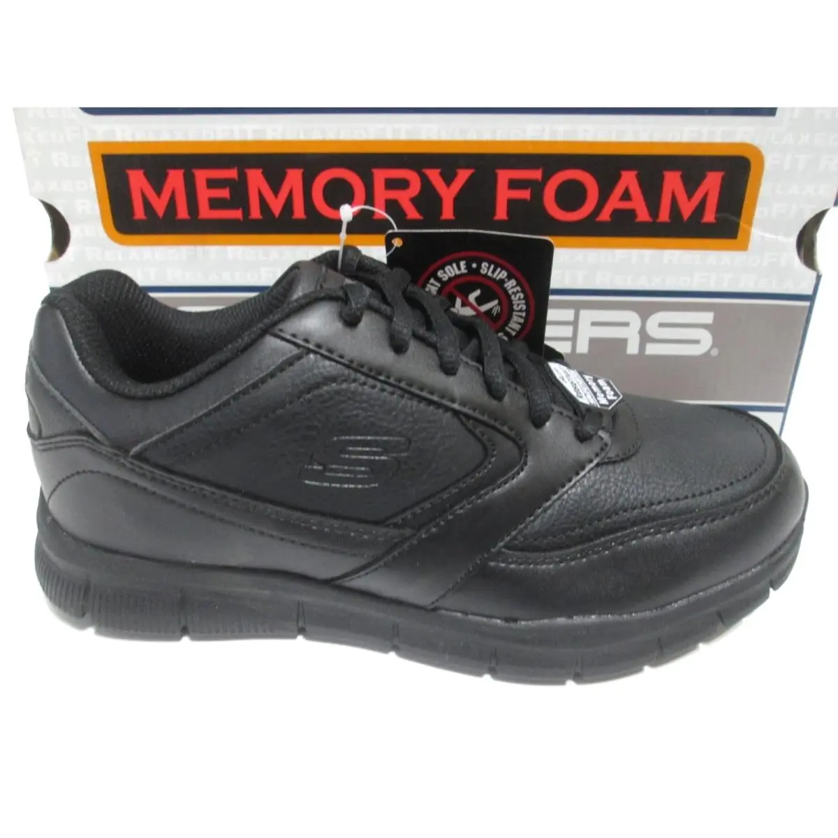 Skechers Work Slip Resistant Shoes Women`s 8 Black Nampa Wyola