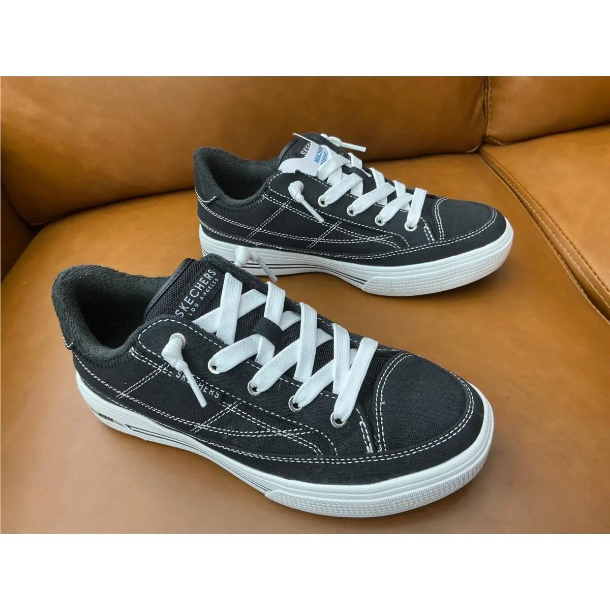 Skechers Arcade Arcata Shoes Womens 6.5 Black Arch Fit Canvas