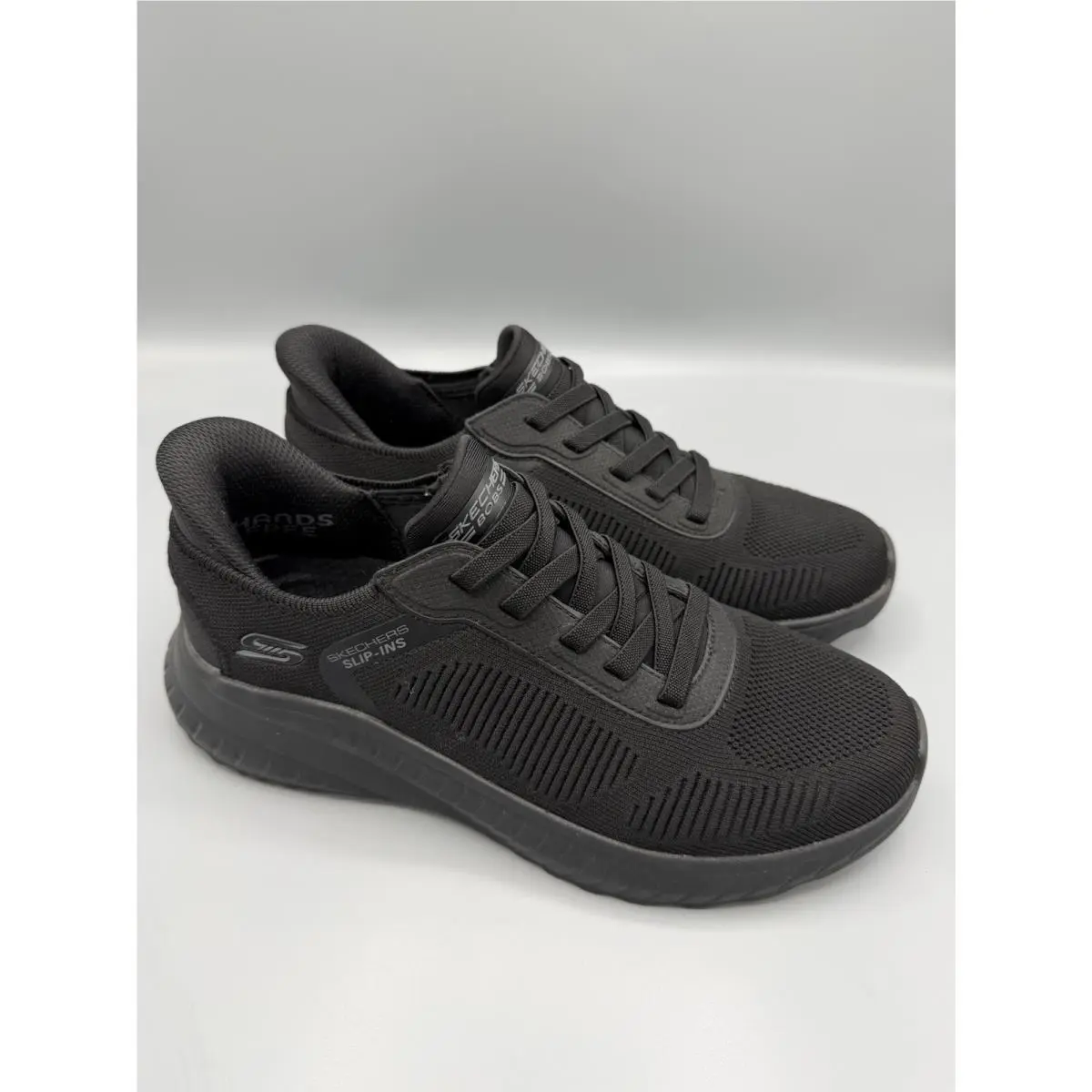 Skechers Slip-ins Bobs Sport Squad Chaos-solid Step-men`s US 7-black-memory Foam