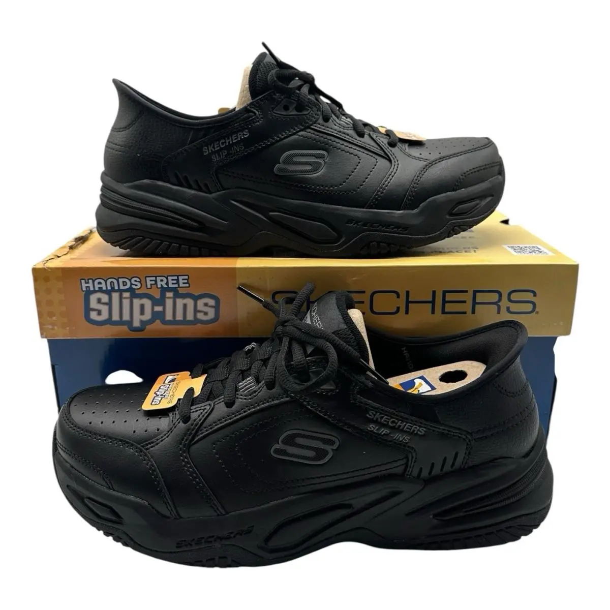 Skechers Durham Delvor Shoes Mens Size 9 Extra Wide Fit Black Slip Ins Sneakers