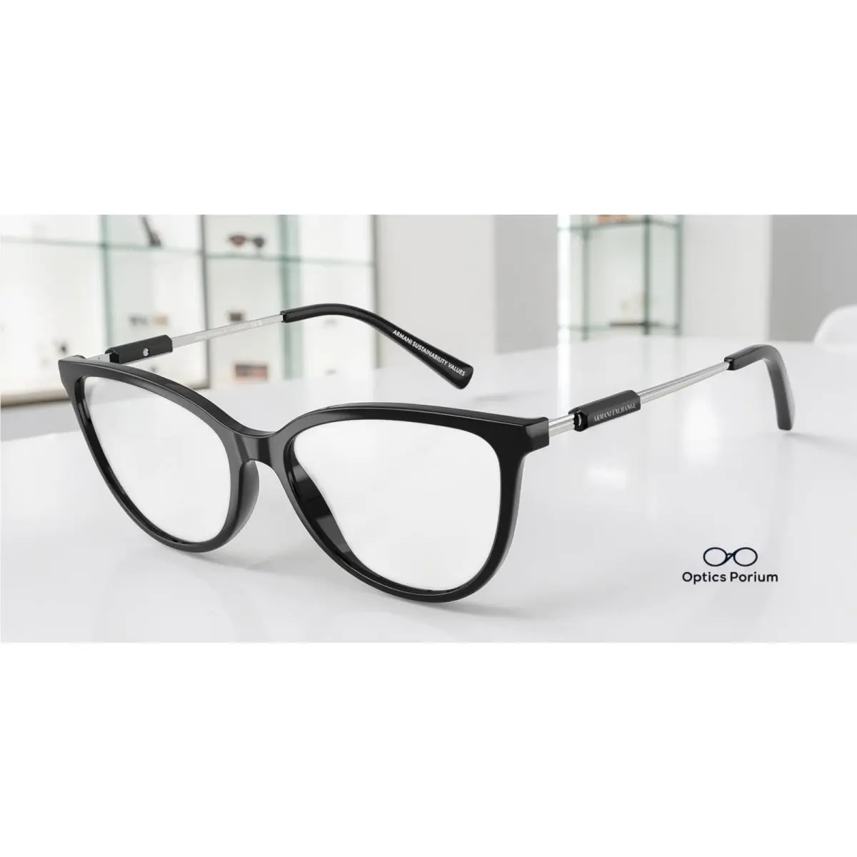AX3128 8158 Shiny Black Demo Lens 54 mm Women`s Eyeglasses by Armani Exchange