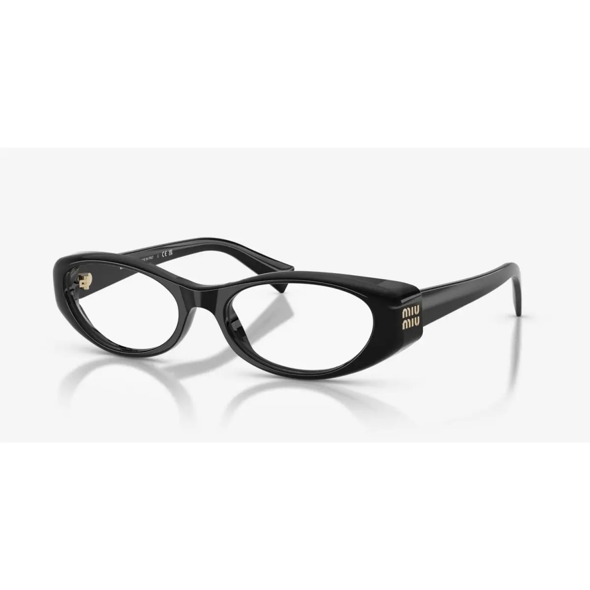 MU 03ZV 16K101 Black Gold 55mm Oval Eyeglasses Demo Rxable by Miu Miu
