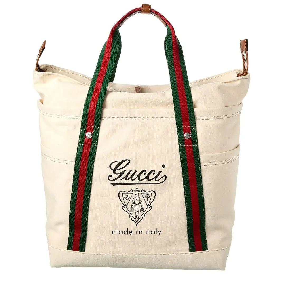Gucci Coat Of Arms Large Canvas Tote Men`s White U