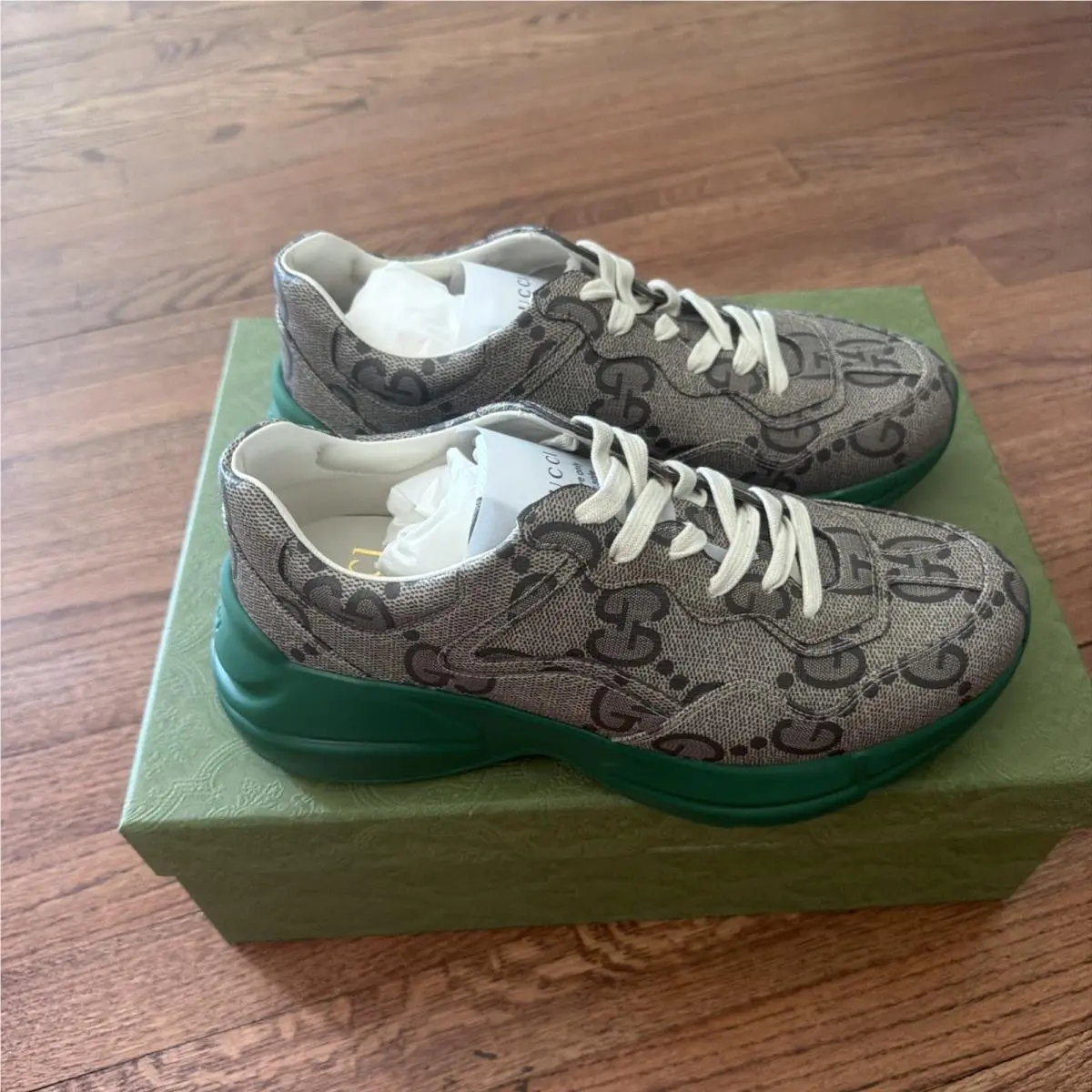 Gucci Men`s Rhyton 680869 GG Supreme Canvas Sneakers Size 7 US 7.5