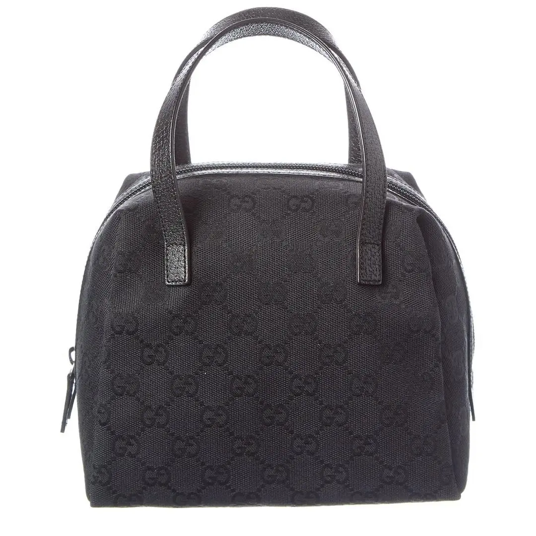 Black Gg Canvas Leather Balthus Cosmetic Pouch Pre-loved by Gucci