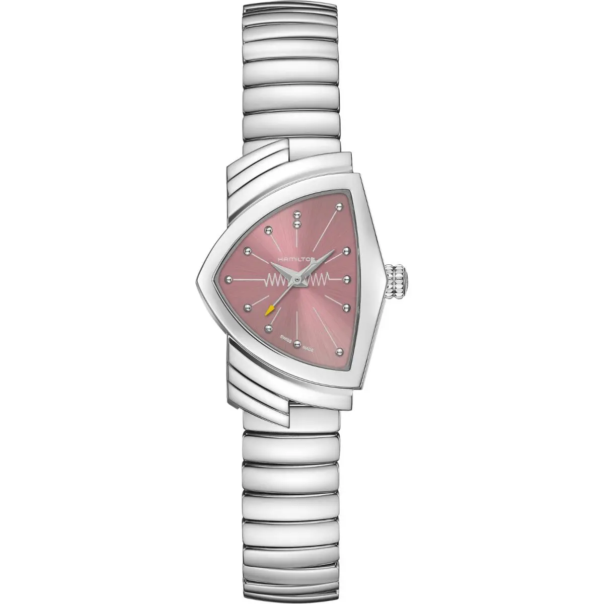H24211170 Ventura S Steel 24mm Pink Dial Flex Band Quartz Women`s Watch by Hamilton