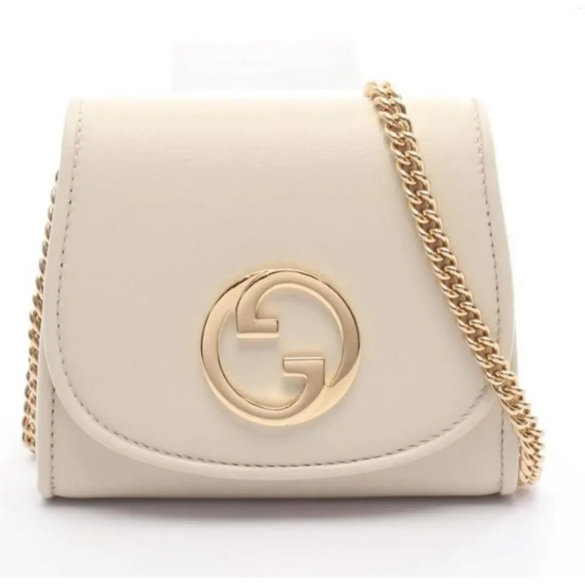 Gucci Blondie Medium Chain Wallet Ivory Leather Gold Hardware 725219