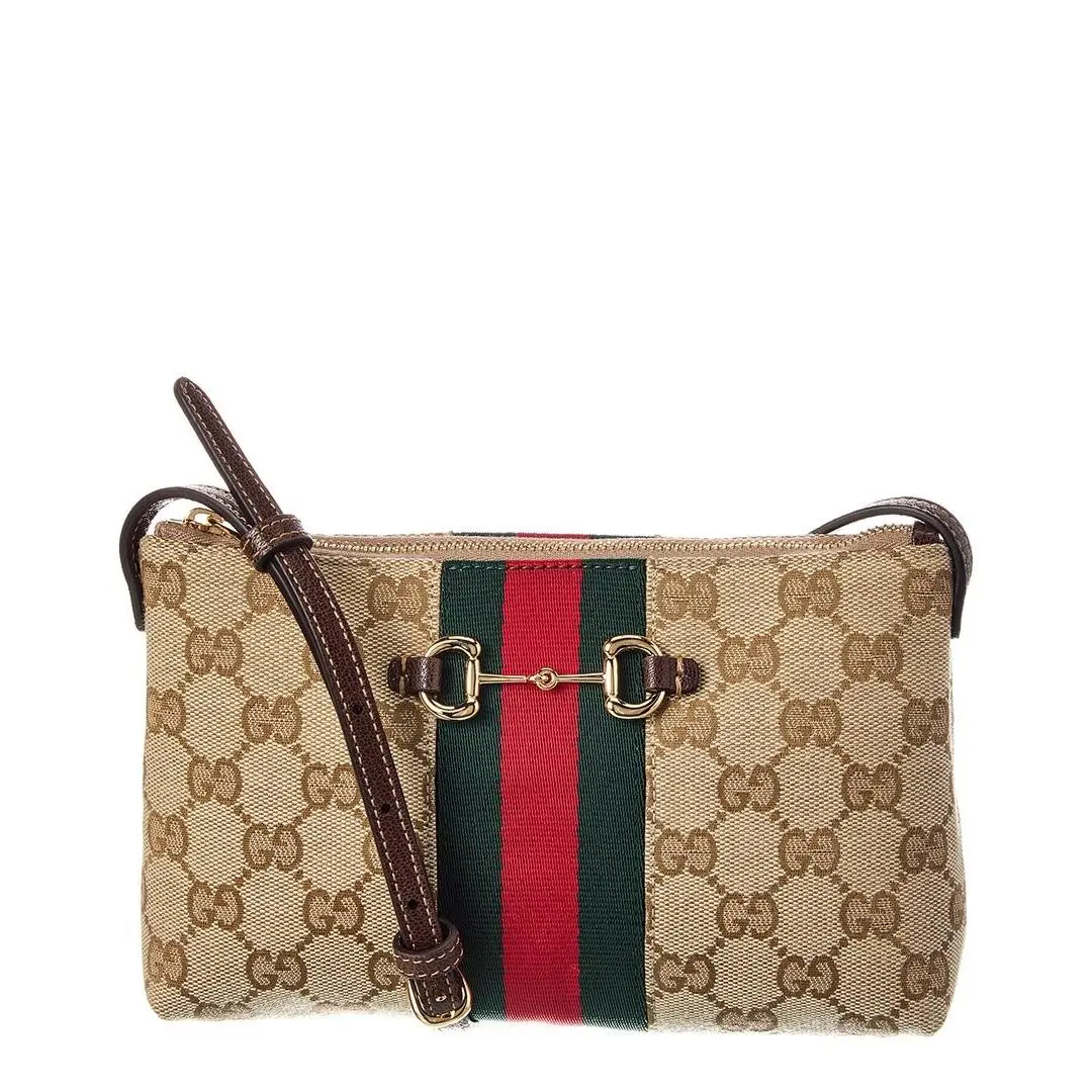 Horsebit Web Gg Canvas Leather Shoulder Bag Women`s by Gucci