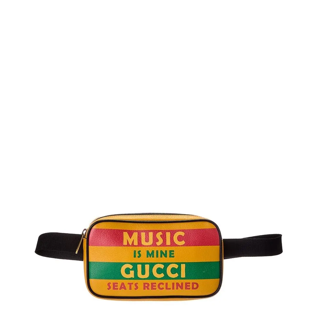 Music Is Mine Leather Belt Bag Men`s Yellow 95 by Gucci