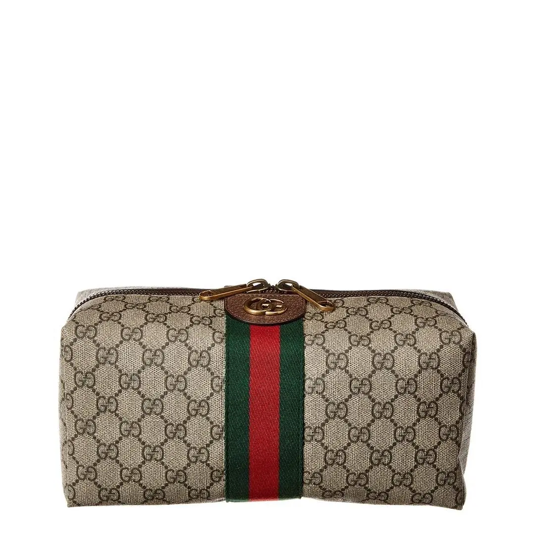 Ophidia Gg Supreme Canvas Leather Toiletry Case Women`s Beige by Gucci