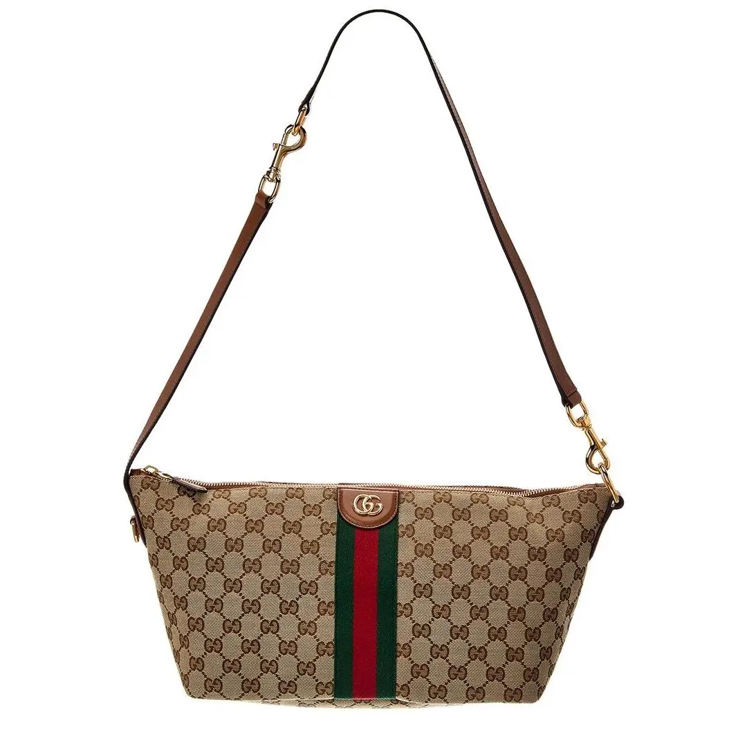 Ophidia Medium Canvas Leather Cosmetic Case Women`s Beige by Gucci