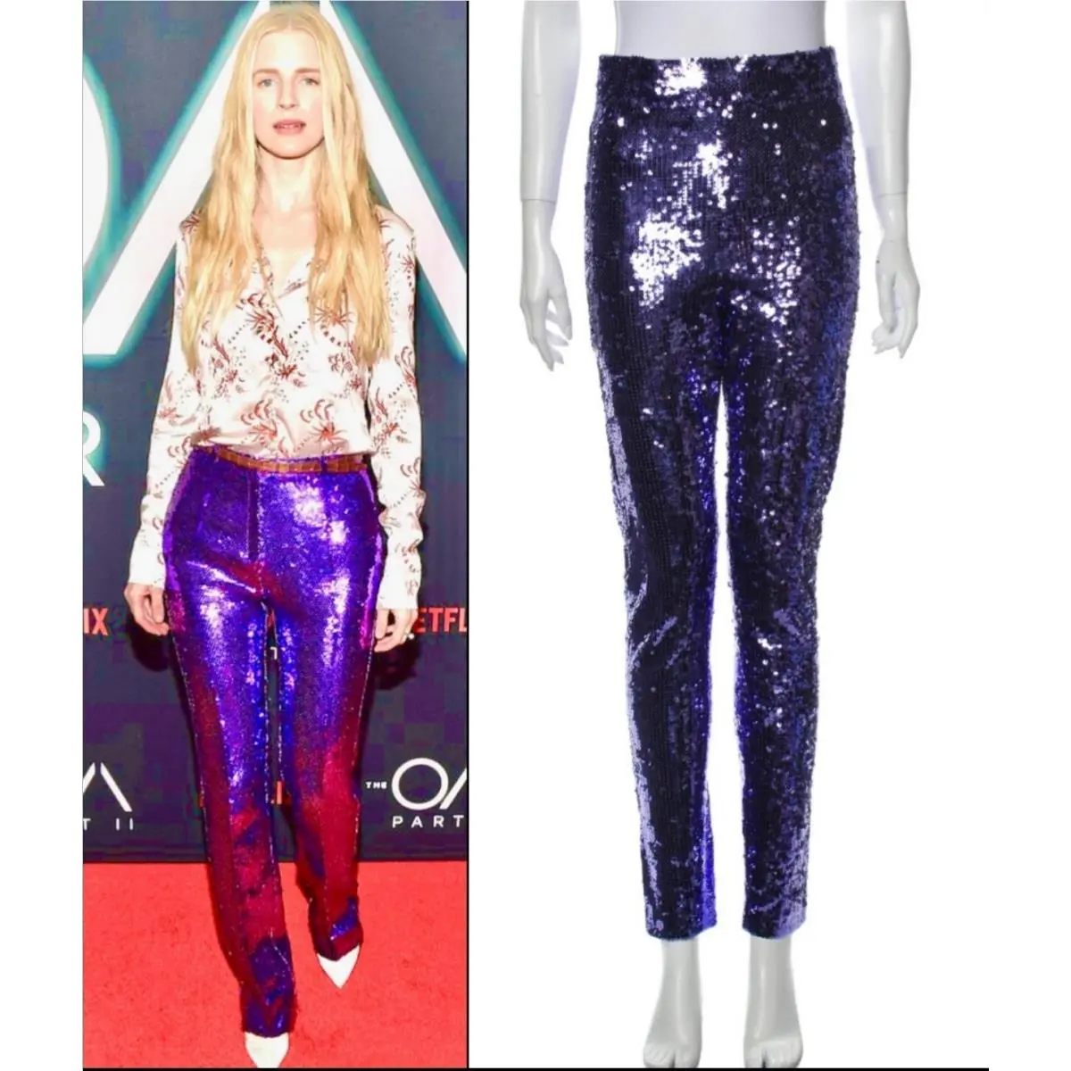 3K Gucci 2017 Purple Sequin Skinny Stretch Party Pants 40 42 4 6 Legging S M