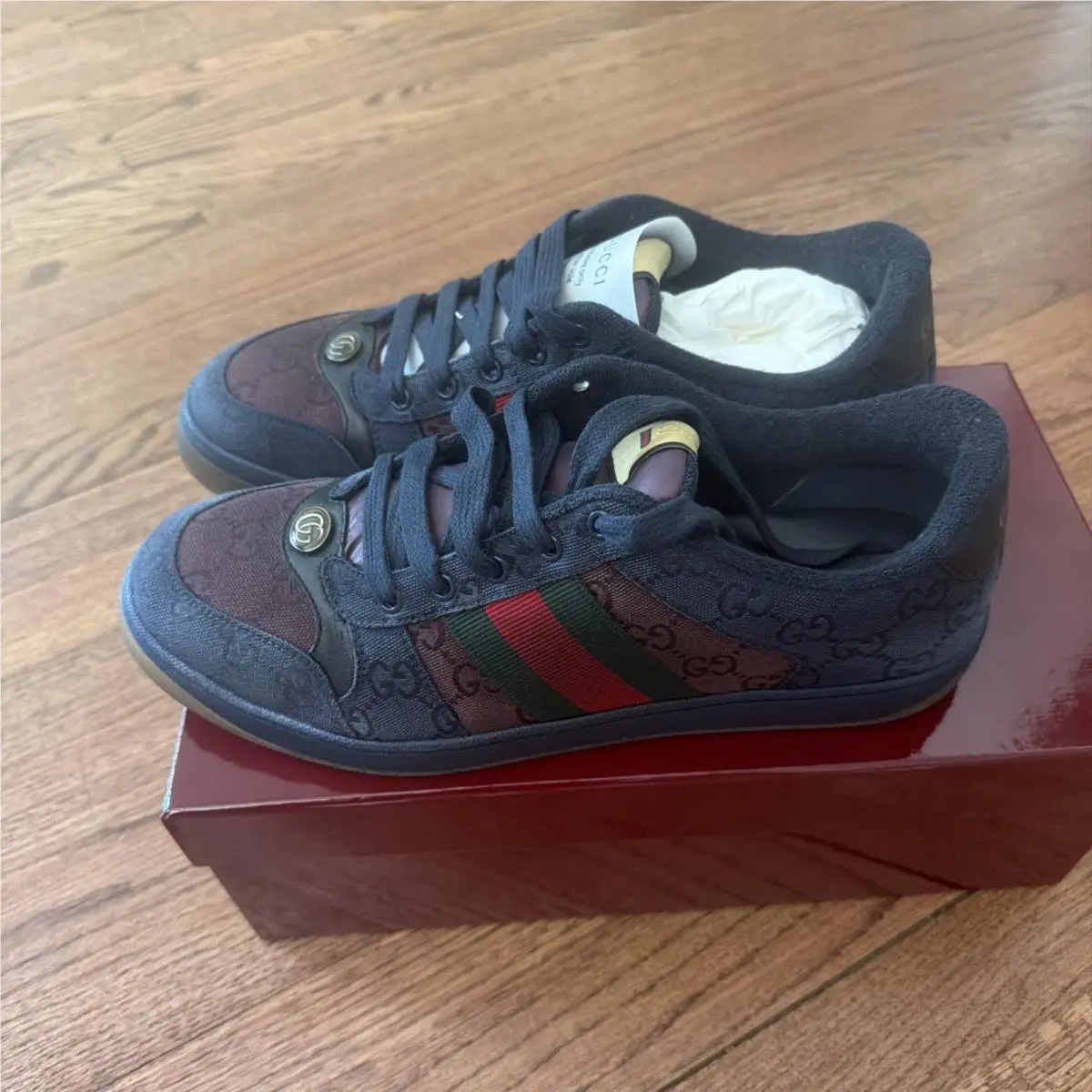 Gucci Screener GG Canvas Sneakers Size 11 US 11.5 857889 Fafen 4446