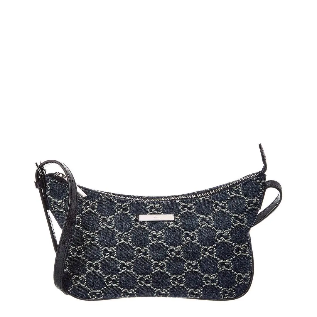 Lady Lunetta Small Gg Denim Leather Shoulder Bag Women`s Blue by Gucci