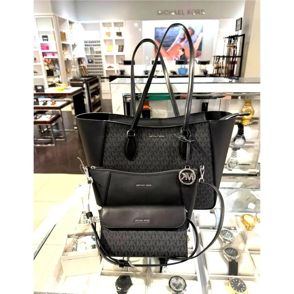 Large 3-in-1 Tote Bag Lady MK Signatur Purse Sholder Handbag Black by Michael Kors
