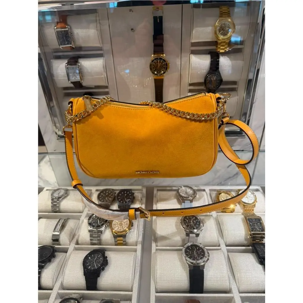 Carmela Medium Suede Convertible Shoulder Bag Women Honeywheat by Michael Kors