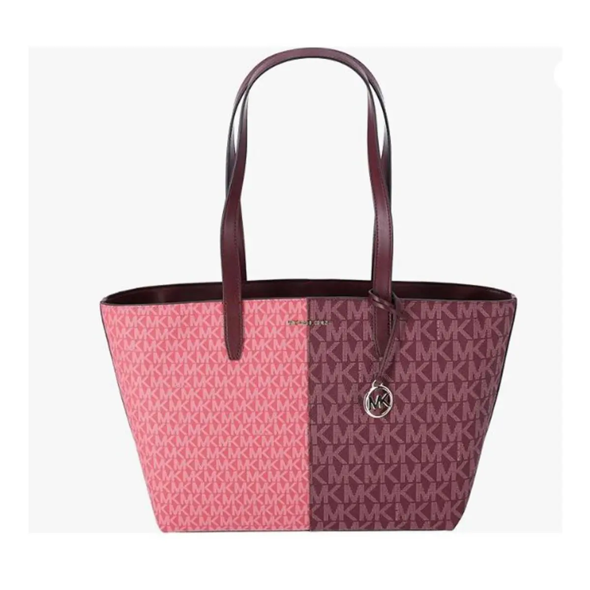 Michael Kors Jet Set Medium Two-tone Logo Tote Bag Oxblood Multi 35F4GTVT6V-oxbl
