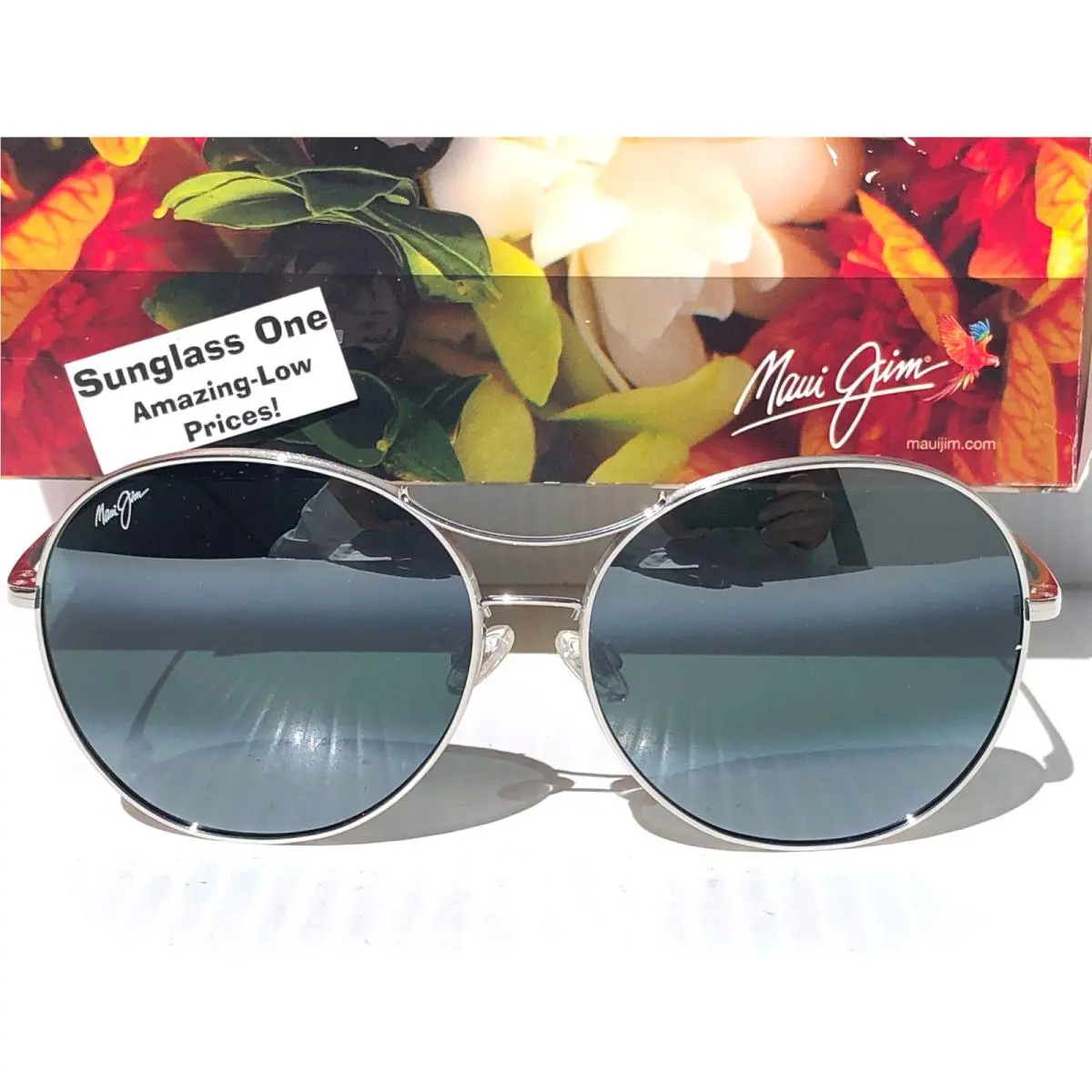 Opihi Silver Round Polarized Grey Lens Sunglass 547-17 by Maui Jim