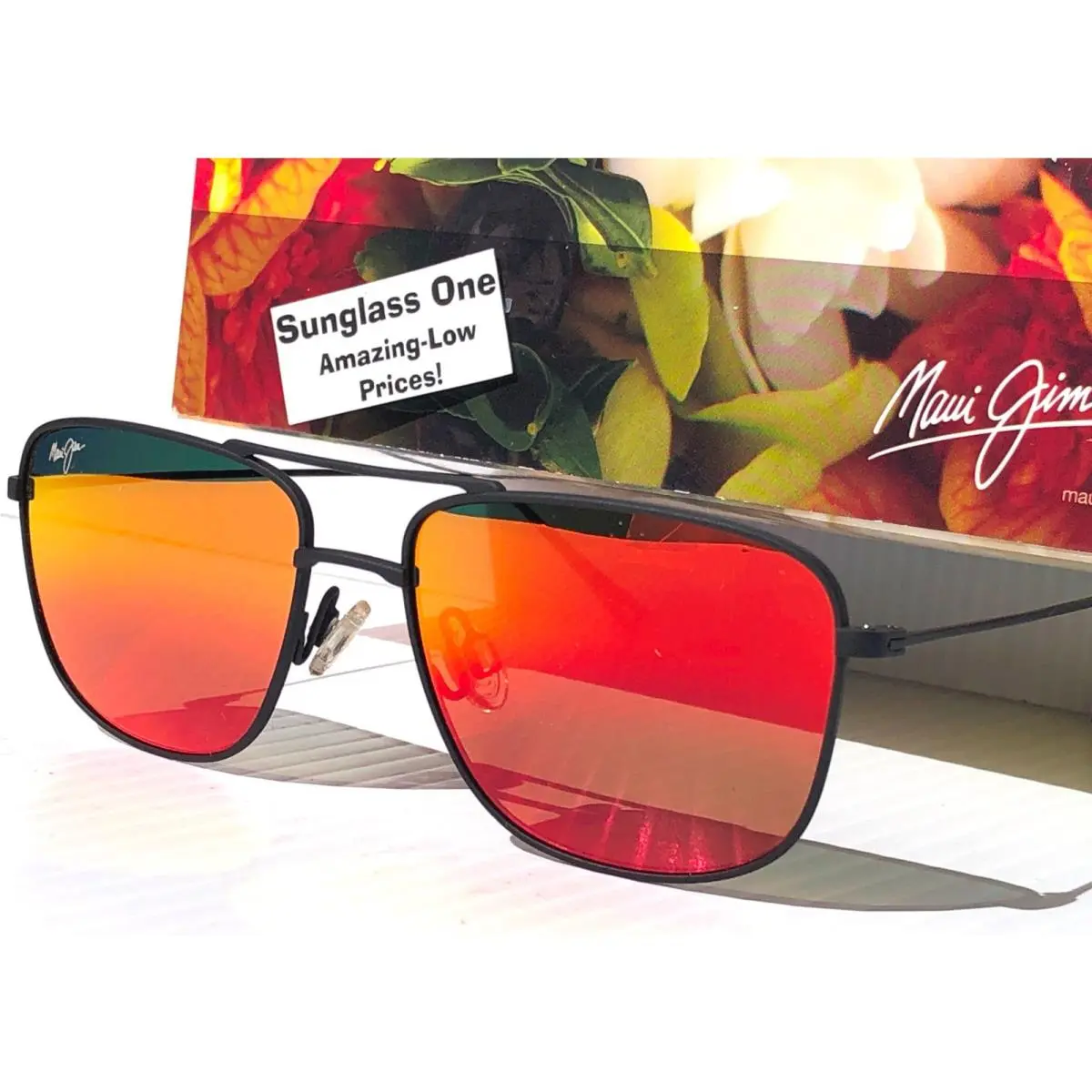 Mikioi Black Polarized Lava Red Lens Sunglass 887-02 by Maui Jim