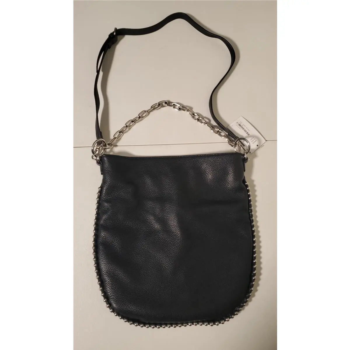 Black Leather Hobo Removable Crossbody Strap Purse by Steve Madden