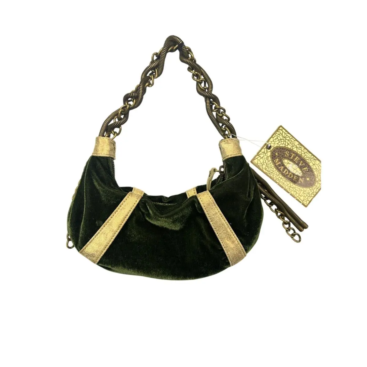 Green Velvet Medusa Hobo Bag Heavy Bronze Cha by Steve Madden