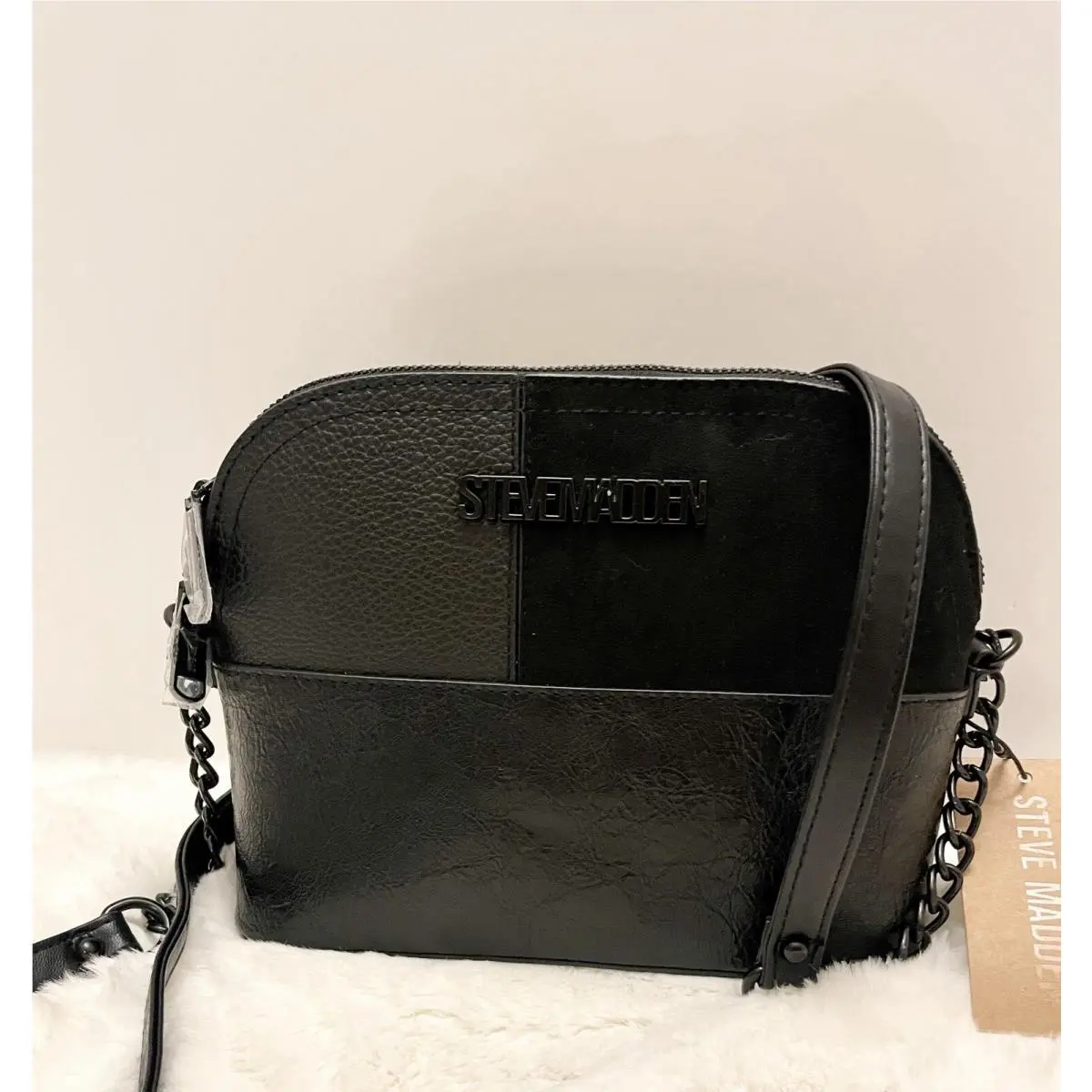 Steve Madden Women’s Bmageepw Crossbody Handbag Purse Black Multi Patchwork
