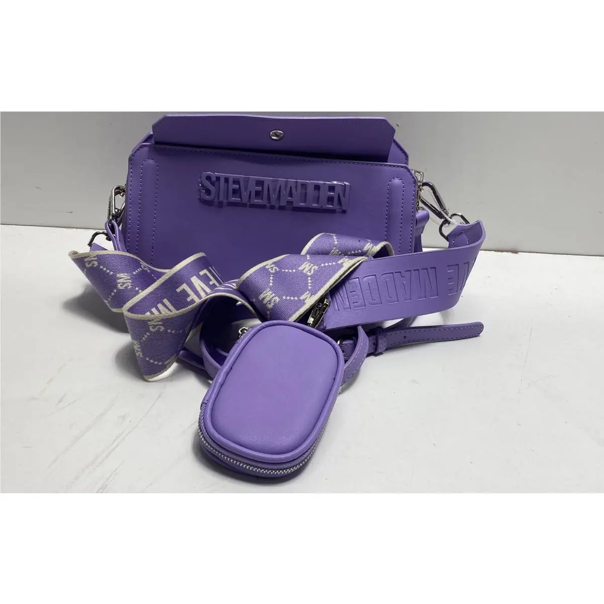 Steve Madden Meta Mauve Bevie Satchel Crossbody Bag with Coin Pouch