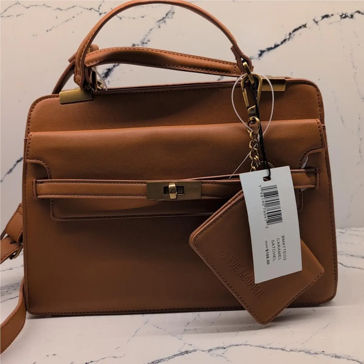 Steve Madden Bmatteo 2 Caramel Satchel Convertible with Bifold Wallet