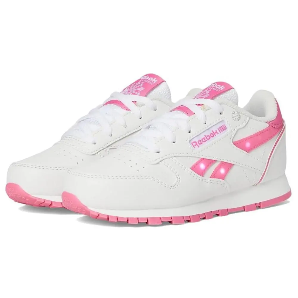 Reebok Classic Leather Step N` Flash 2.0 Sneakers Girls 2 M White Pink ZOGG3254