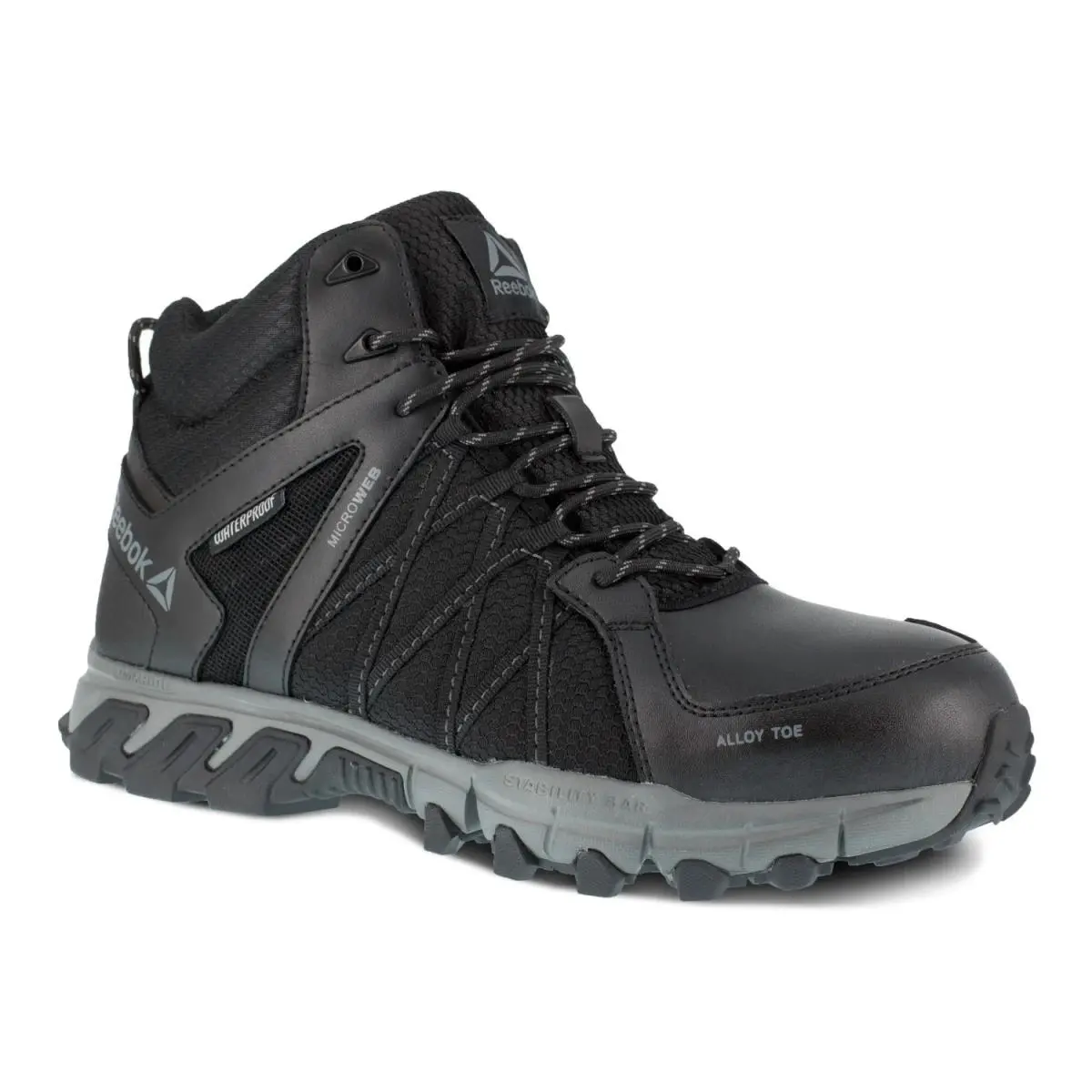 Reebok Work Men`s Trailgrip Work 6 Alloy Toe Water Black and Grey - 10.5 Wide