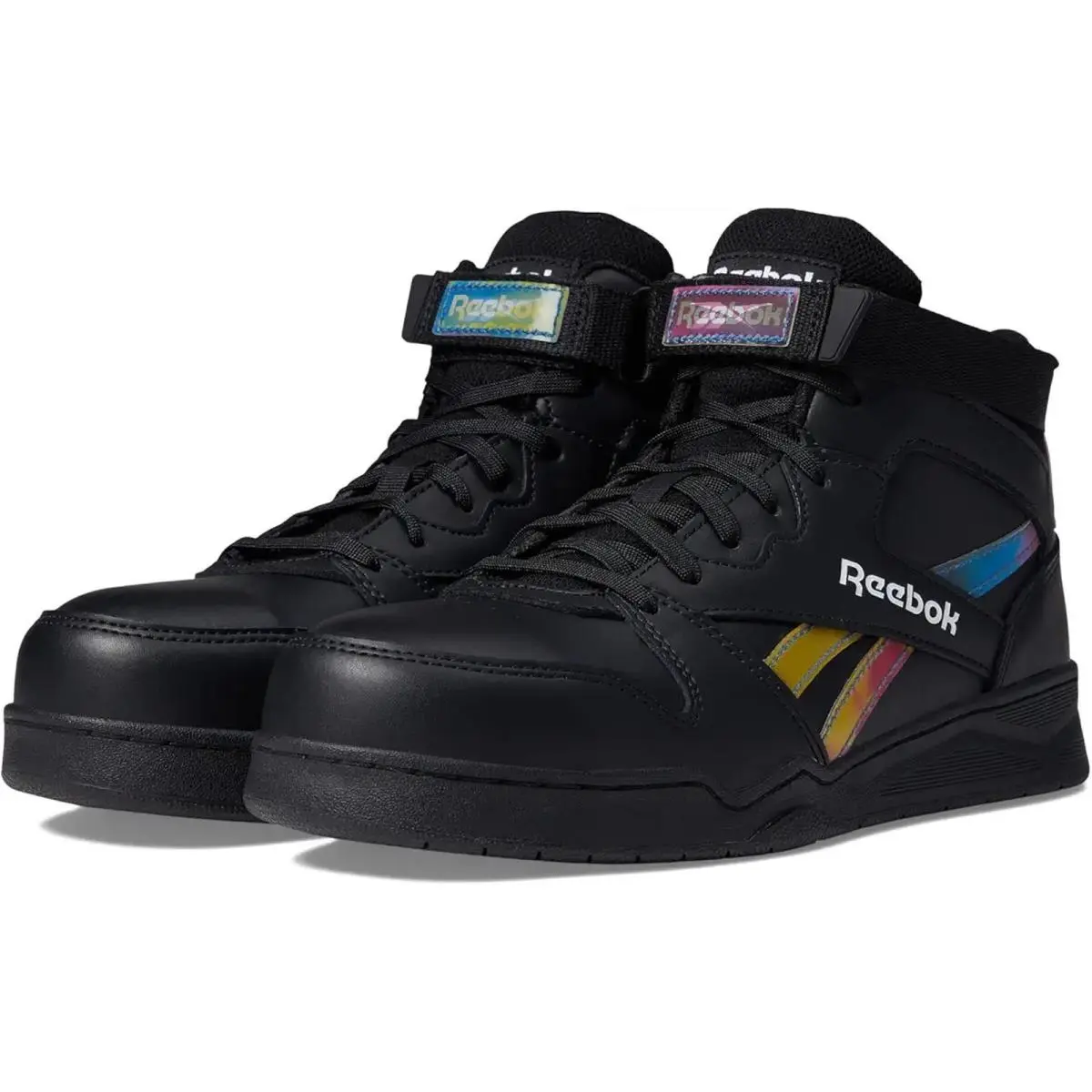Reebok Womens High Top Work Sneakers US 12 M Black Hologram Comp Toe EH SR