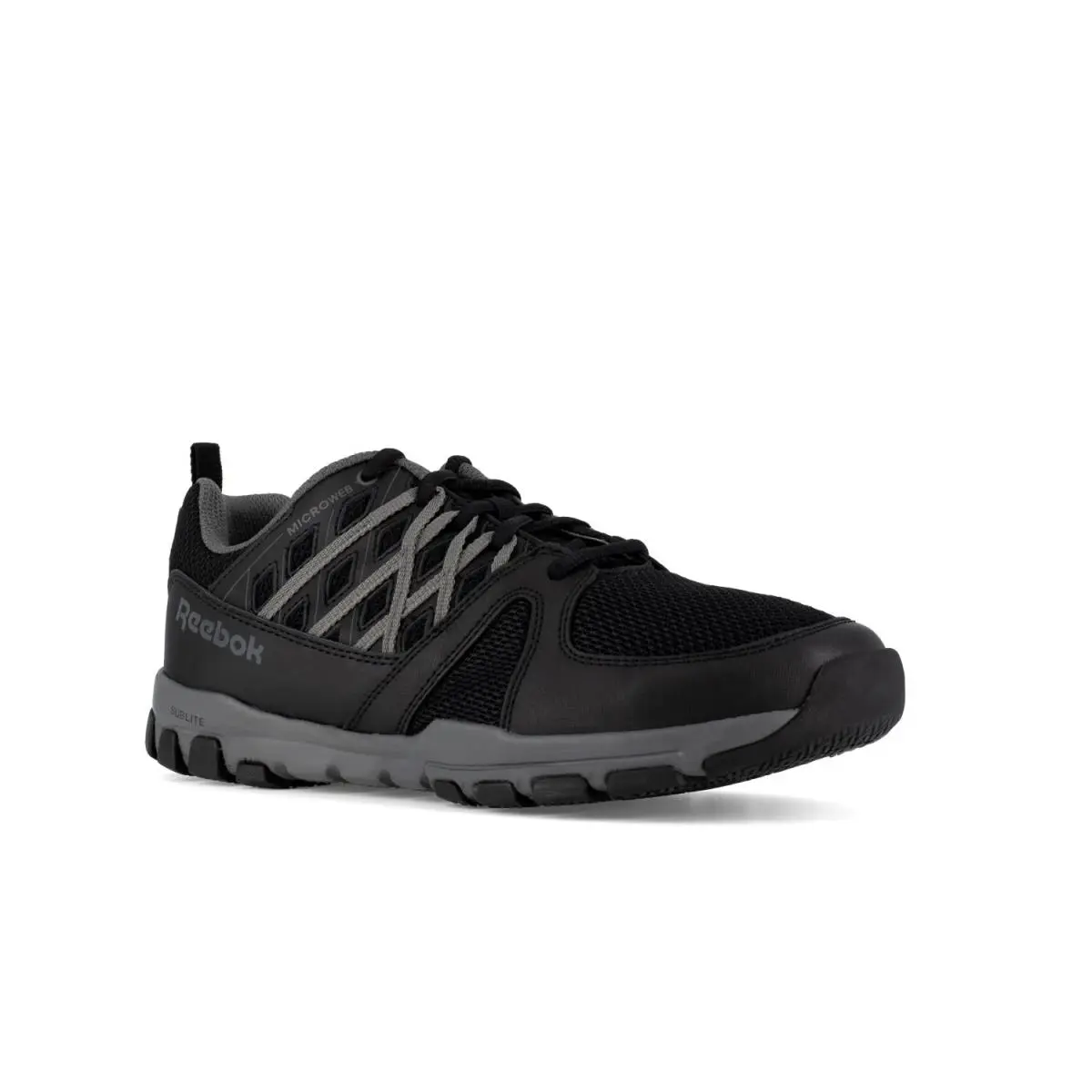 Reebok Work Men`s Sublite Soft Toe Comfort At Black with Grey Trim - 10 Medium
