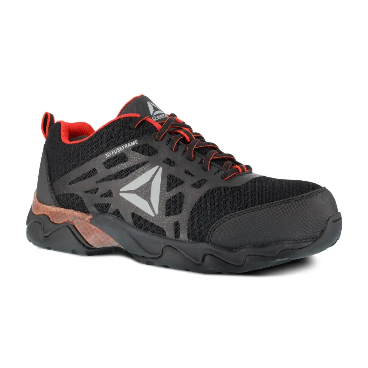Reebok Work Beamer Comp Toe Work Shoe Esd Black with Red Trim - 10.5 Wide
