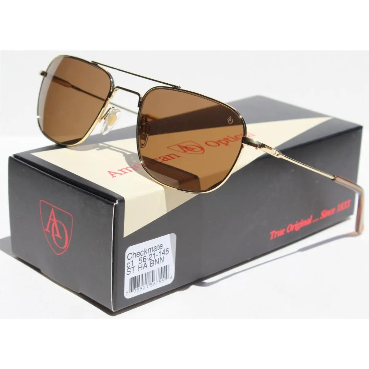 Checkmate Sunglasses Gold/brown 56-21-145 ST HA Bnn by American Optical