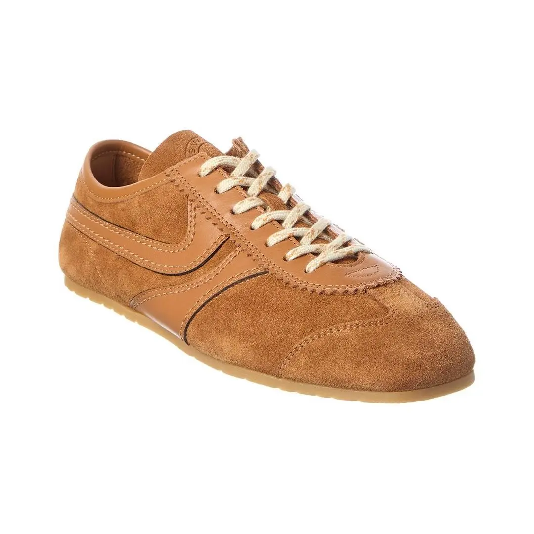 Dries Van Noten Suede Leather Paneled Sneaker Women`s Brown 41