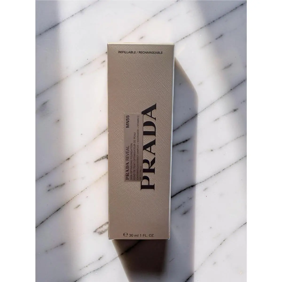 Prada Reveal MN55 Foundation. Skin Optimizing Sunscreen
