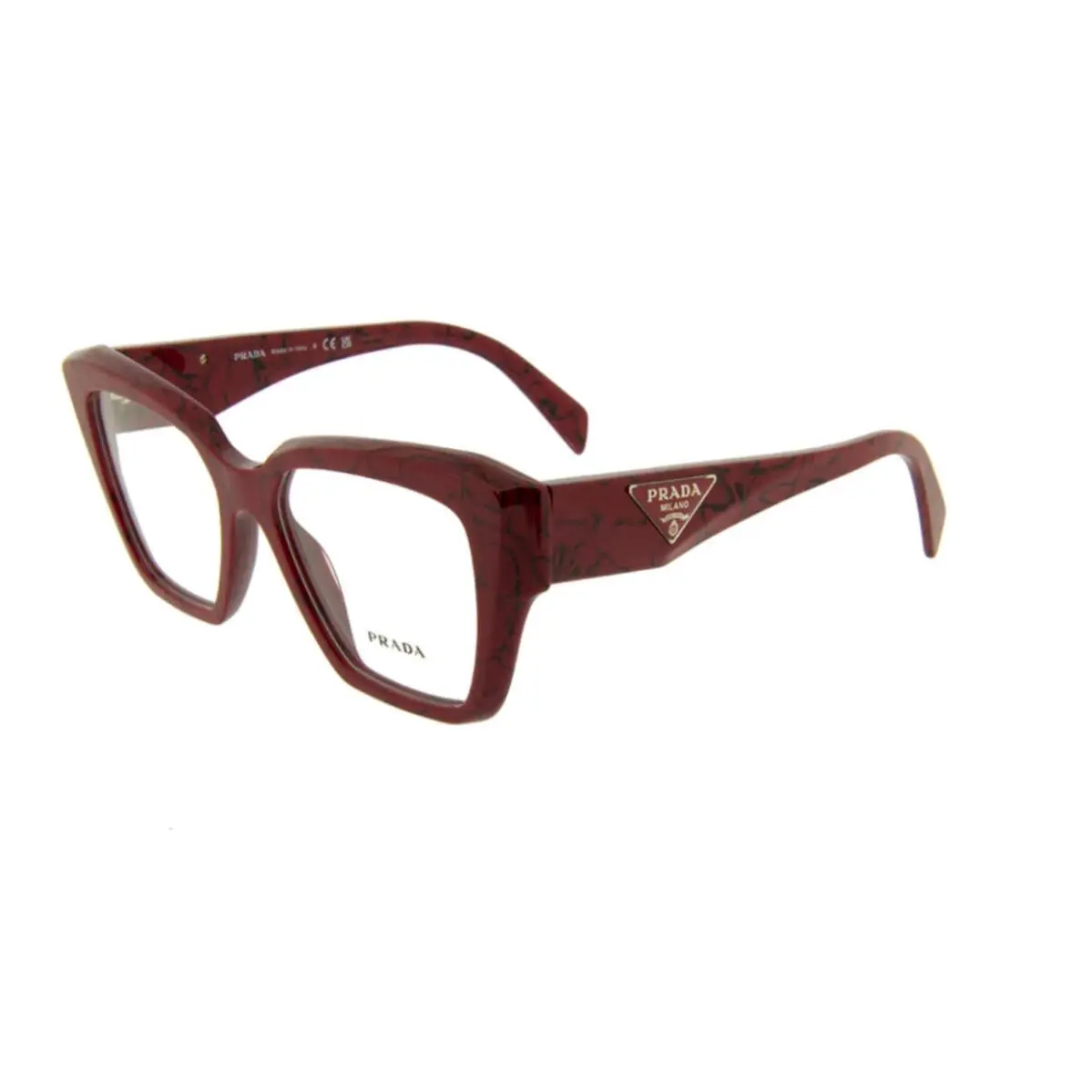 Prada Eyeglasses Vpr 09Z 15D-1O1 49-17 140 Red Etruscan Marble Cateye Frames