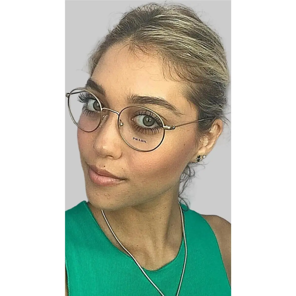 Prada Vpr 64T 1BK-1O1 Round 48mm Gold Men’s Women’s Eyeglasses Frame