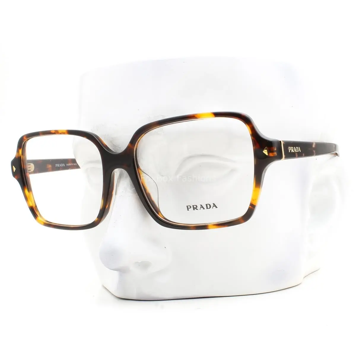 Prada Eyeglasses Glasses Vpr A02F VAU-1O1 Polished Brown Havana 55mm with Case - Frame: Brown, Logo: Gold
