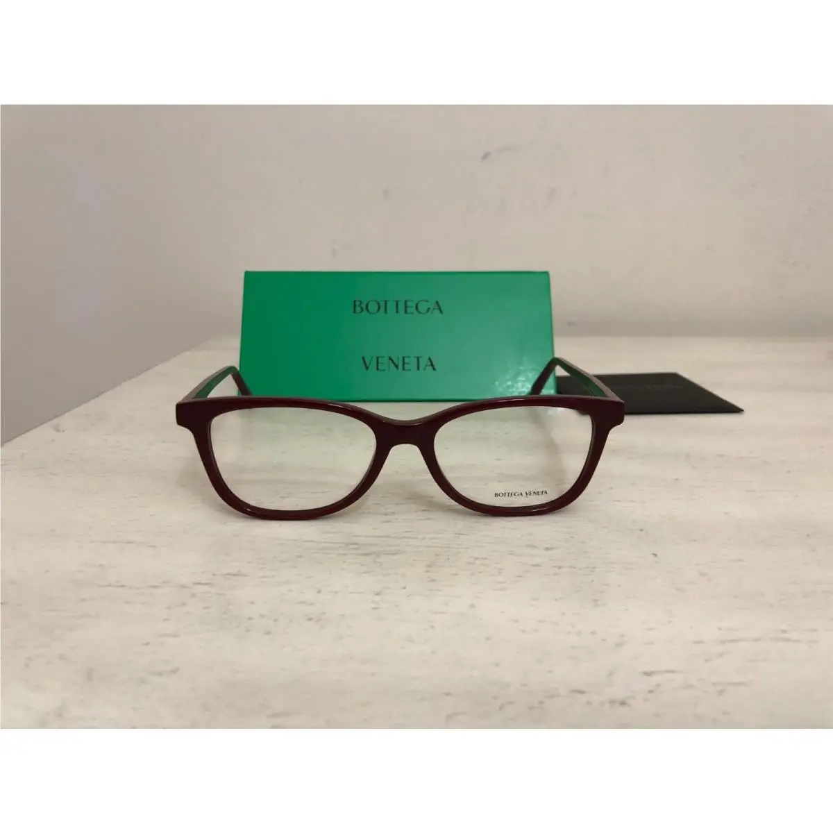 Bottega Veneta Burgundy Red Eyeglasses Frames 51-17-145 BV10280 Case Cloth Card