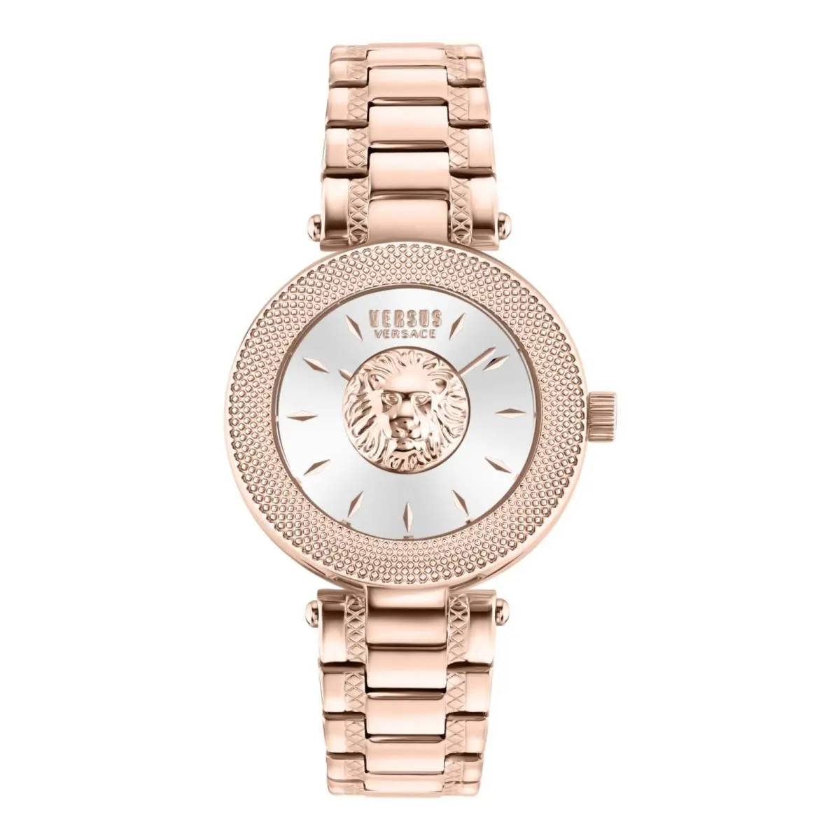 Versus Versace Womens Rose Gold 36mm Bracelet Fashion Watch - Dial: Silver, Band: Rosegold, Bezel: Rose Gold