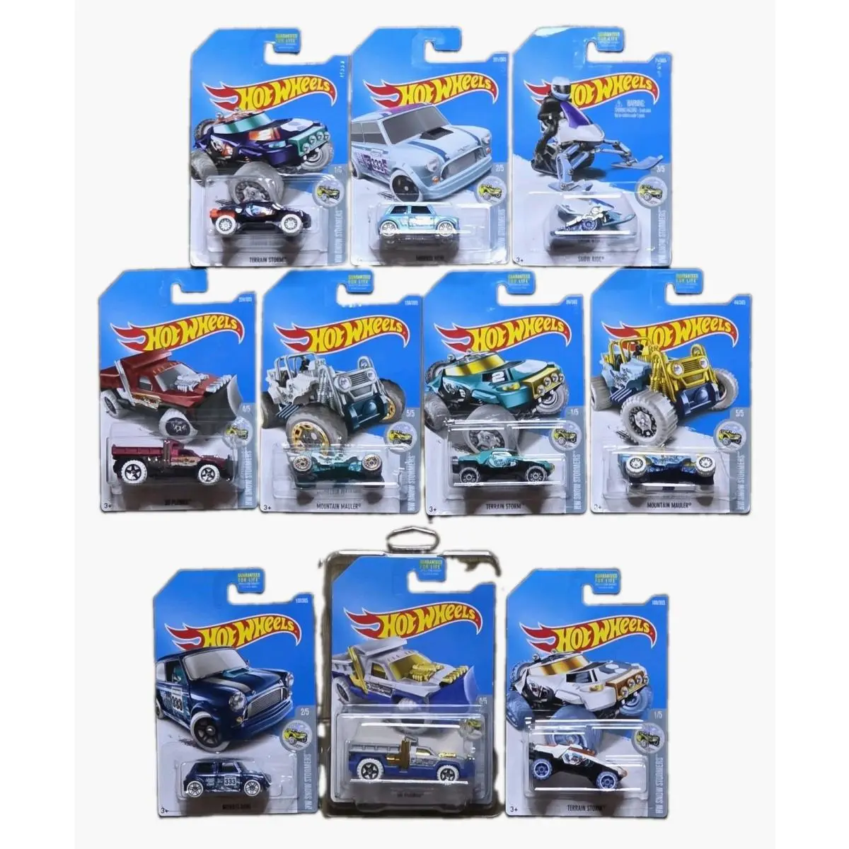 Hot Wheels HW Snow Stormers Complete Set with Treasure Hunt and Extra Cars 2016