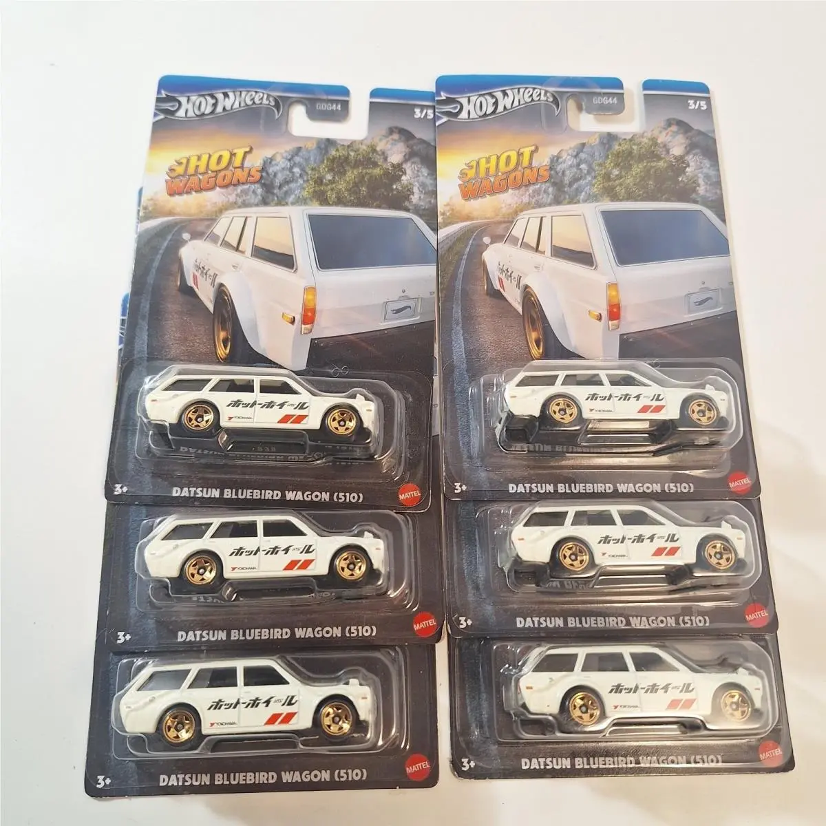 Hot Wheels 2024 HW Hot Wagons 3/5 White Datsun Bluebird Wagon 510 6 Cars