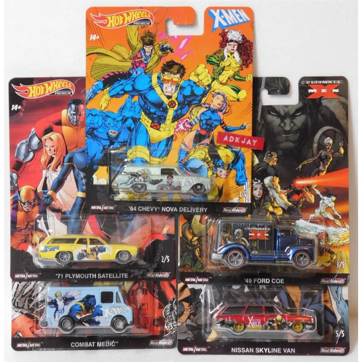 Hot Wheels 2018 Pop Culture X-men Set of 5 Including `49 Ford Coe W/red Lines