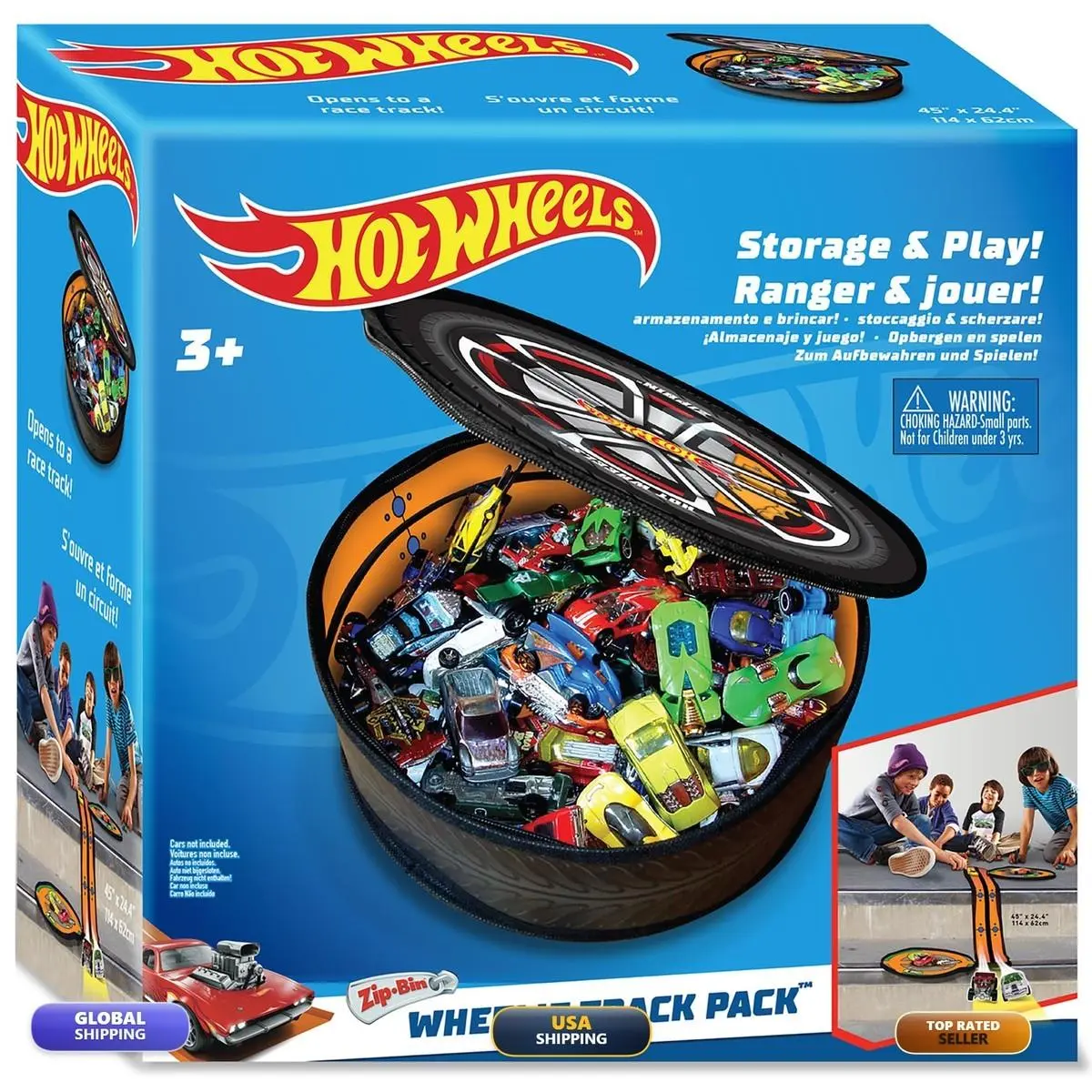 Hot Wheels Zipbin Wheelie Track Pack - Portable Toy Car Storage