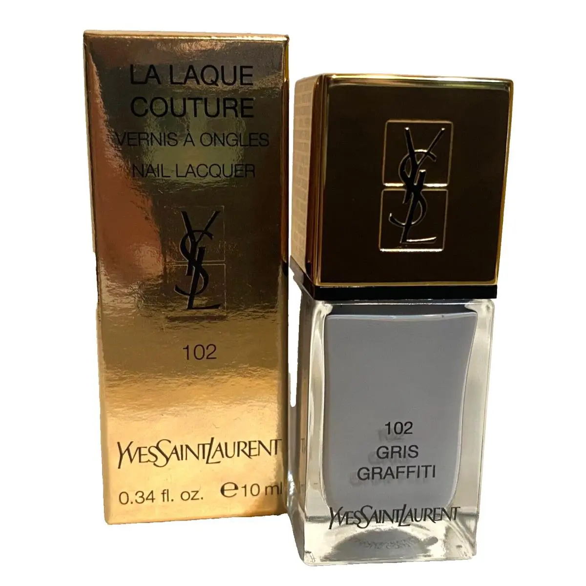 Ysl Yves Saint Laurent La Laque Couture Nail Laqouer 102 Gris Graffiti