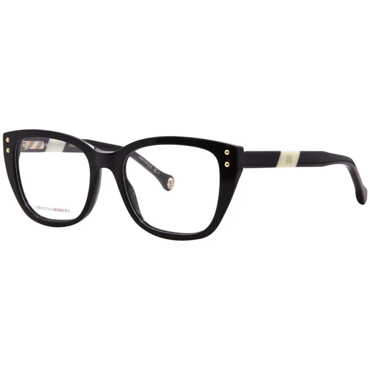 HER-0191 80S Eyeglasses Frame Women`s Black/white Full Rim 52mm by Carolina Herrera