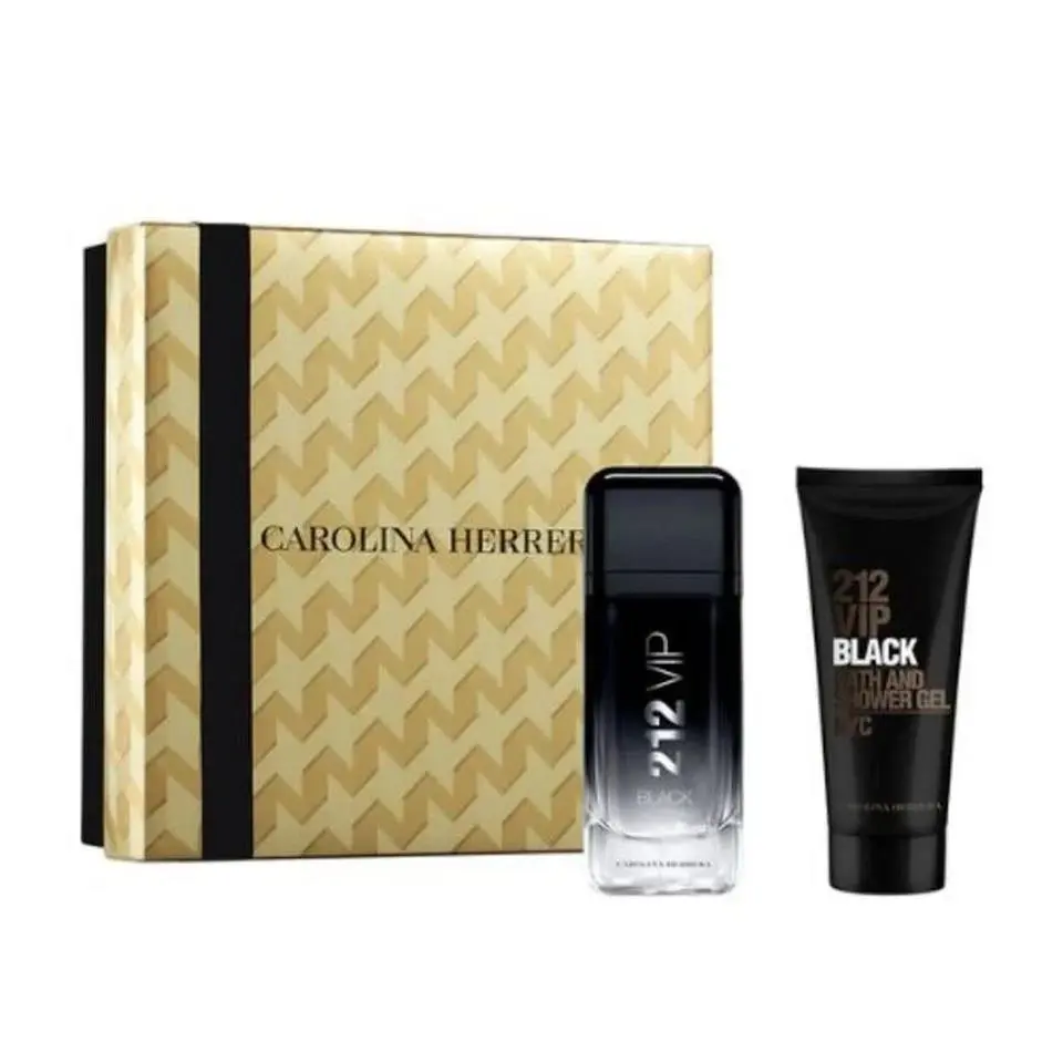 Carolina Herrera 212 Vip Black 3.4 oz Edp Spray + 3.4 oz Shower Gel 2PC Gift Set