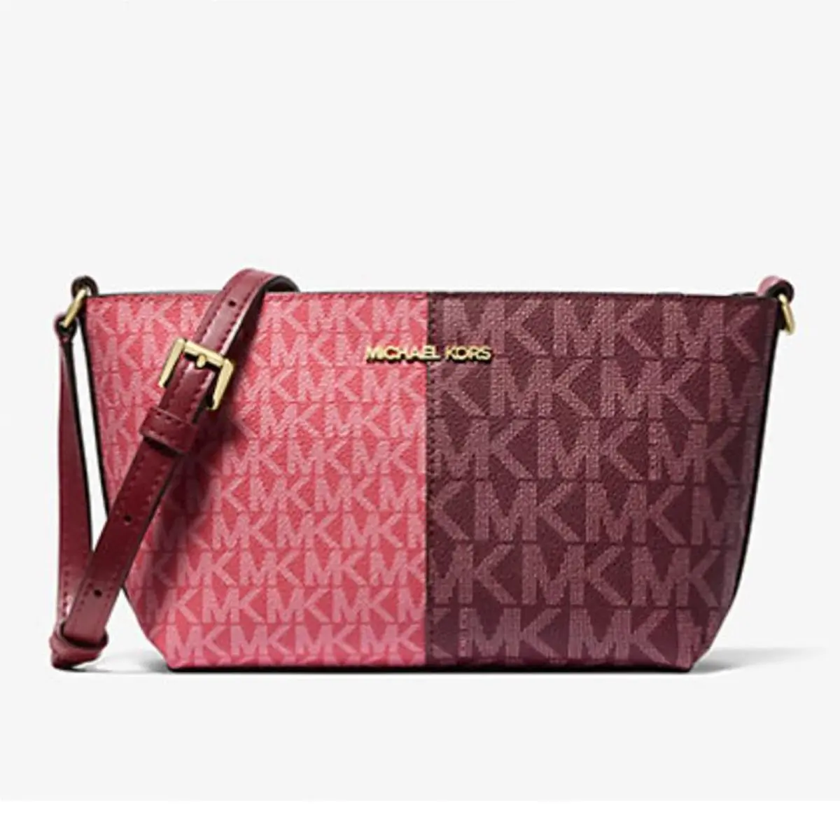 Jet Set Small Two-tone Logo Crossbody Bag Oxblood 35F4GTVC1V-oxbl by Michael Kors