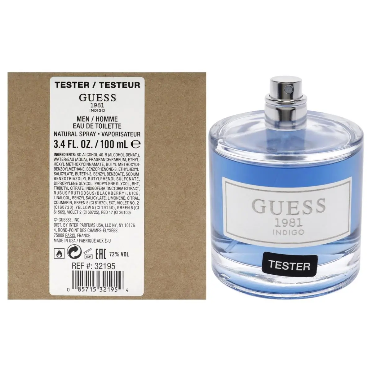 3 Pack  1981 Indigo  For Men - 3.4 oz Edt Spray Tester by Guess